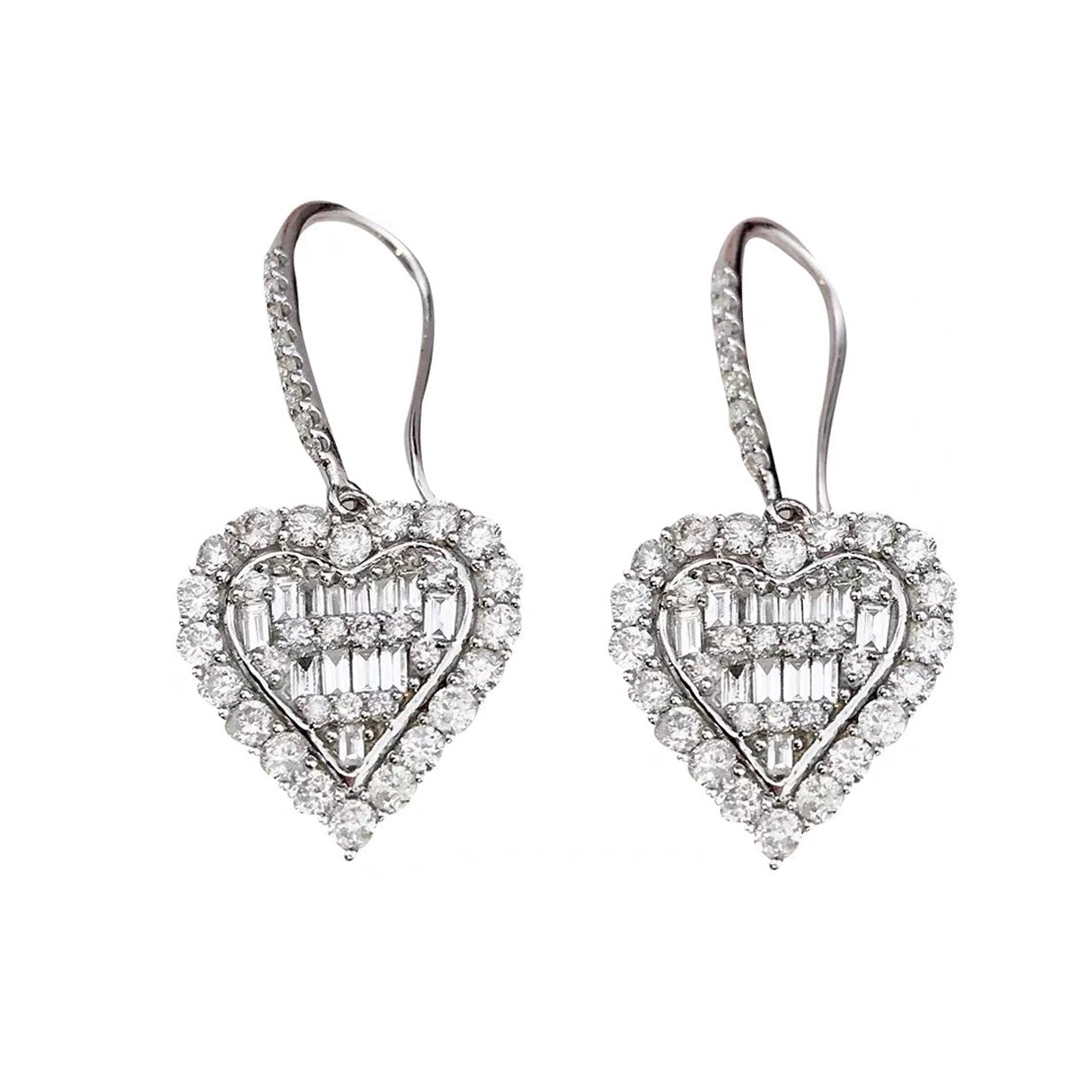 18K Tiffany Heart Diamonds Earrings