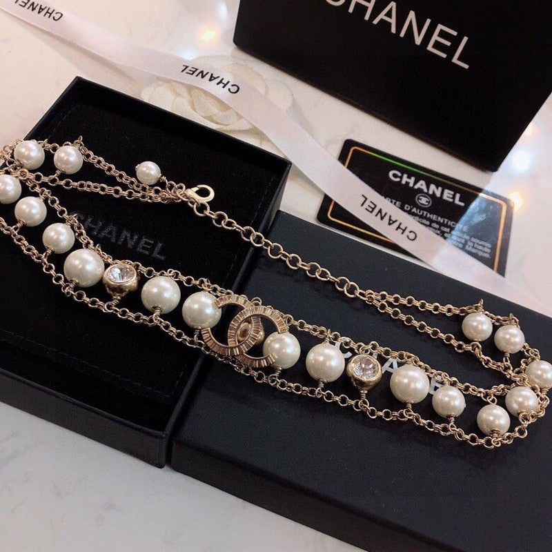 18K  Chanel Pearl Choker Chain Necklace